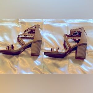 Elegant Tan Block Heel Sandals